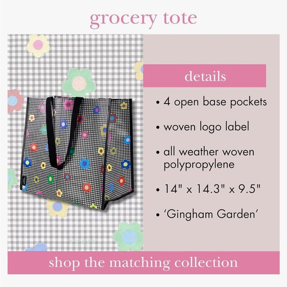 KATE SPADE REUSABLE SHOPPING BAG LARGE COLLAPSIBLE TOTE - Picture 4 of 7